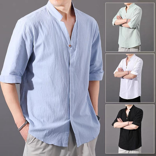 Men's Large Size Loose Linen Shirt