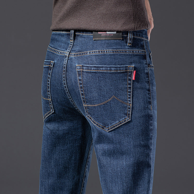 New Men's Stretch Slim Straight Business Casual Jeans