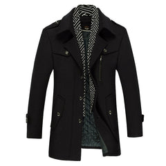 Men's Scarf Collar Thickened Cotton Wool Coat