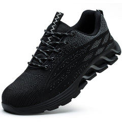 Men's Flying Woven Anti-smash and Anti-stab Safety Shoes