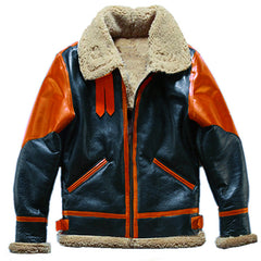 Men's contrasting leather jacket