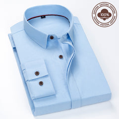 Men's Solid Color Business Comfortable Cotton Commuter Long-sleeved Shirt