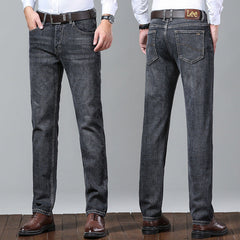 Men's Elastic Loose Straight High-end Versatile Soft Jeans