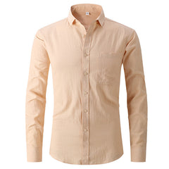 Men's Cotton and Linen Business Slim Shirt