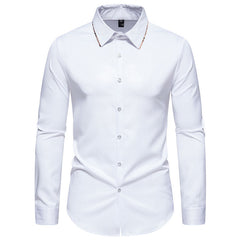 Men's New Plaid Color Matching Fashionable Slim Business Casual Long-sleeved Shirt