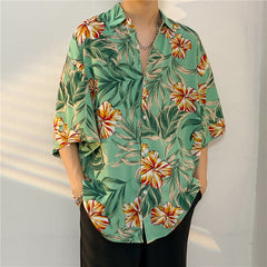 New Men's Casual Large Size Beach Vacation Hawaiian Print Shirt