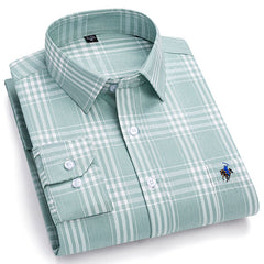 Men's Fashion Breathable Plaid Cotton Embroidered Shirt