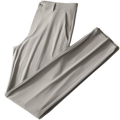 Men's Solid Color Business Casual High Elastic Straight Breathable Trousers