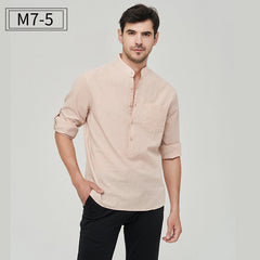 Men's Pure Cotton Stand Collar Linen Shirt