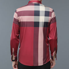 Men's Color-block Check Non-marking High-stretch Shirt