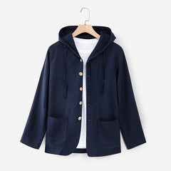 2024 New Casual Linen Loose Breathable Hooded Shirt