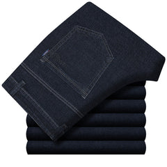Men's Straight Elastic Thick Business Casual Jeans