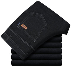 Men's Straight Elastic Thick Business Casual Jeans