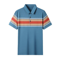 New striped cotton lapel polo shirt