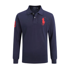 Men's lapel loose plus size cotton embroidered polos
