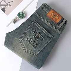 Men's Elastic High-end Business Casual Jeans