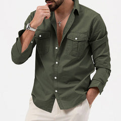 2024 New Men's Multi-pocket Casual Comfortable Long-sleeved Shirt