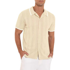 Men's Fashionable and Casual Patchwork Color Hollow Breathable and Comfortable Shirt