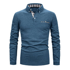 Men's Casual Plaid Stitching Fashion POLO Shirt