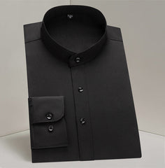 Men's Business Casual Stand Collar Anti-wrinkle No-iron Long-sleeved Shirt