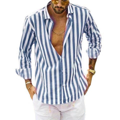 2023 Men's Striped Loose Shirt