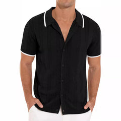 Men's Fashionable and Casual Patchwork Color Hollow Breathable and Comfortable Shirt