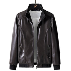 Men's Oversized Stand Collar Leather Jacket
