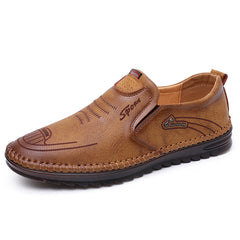 Casual soft sole slip-on trendy leather shoes