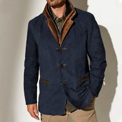 Fashion retro casual jacket lapel stitching contrast color jacket