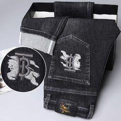 Men's Business Elastic Straight Embroidered High-end Fashion Jeans