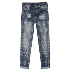 Light luxury trendy brand printed thick jeans
