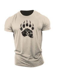 Fashionable Bear Paw Print Crew Neck T-shirt