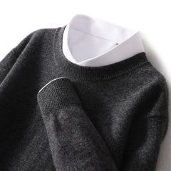 2023 New Men's Round Neck Casual Business Knitted Cashmere Sweater