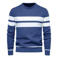 Men's Casual Striped Color Block Crew Neck Sweater