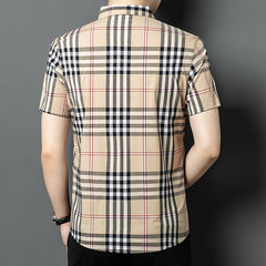 2025 Men's All-match Plaid Printed Non-iron Short-sleeved Shirt