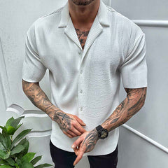 2023 Summer Solid Color Short-sleeved Casual Shirt