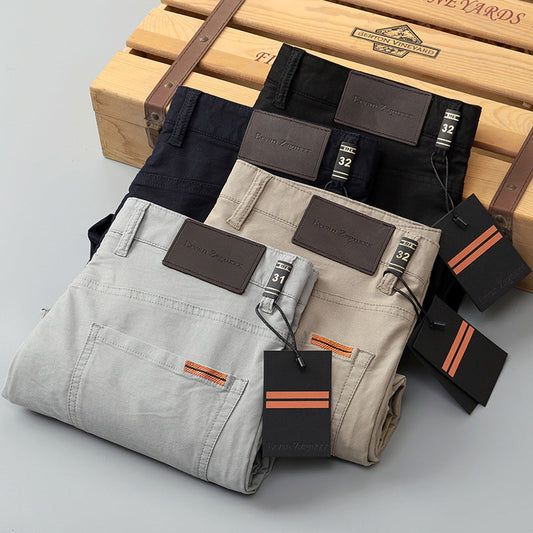 2024 Men's Business Loose Straight High-end Fine Cotton Stretch Casual Trousers