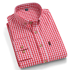100% Cotton Plaid Striped Solid Color Long-sleeved Shirts