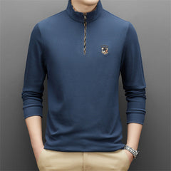 Men's Fashion Zipper Cotton Polo Shirt