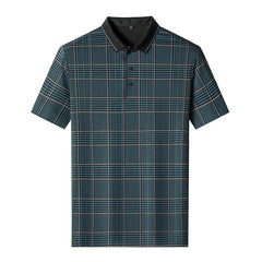 Men's Plaid Casual Loose Polo Shirt