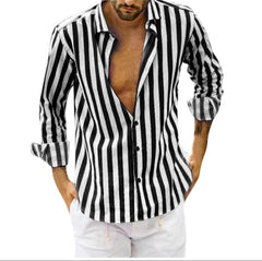 2023 Men's Striped Loose Shirt