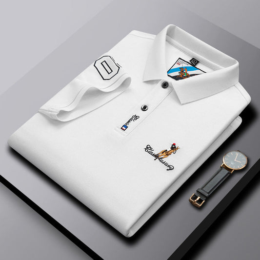 Men's Short-sleeved Business Casual Loose Fashion Embroidered Polo Shirt