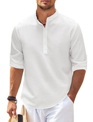 Men's Long Sleeve Stand Collar Plaid Shirt