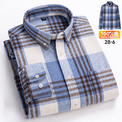 Men's Long-sleeved Brushed Casual Retro Plaid Shirt