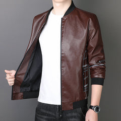 New Men's High Quality Stand Collar Leather Jackets