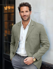 Men's Casual Solid Color Cotton and Linen Blazer
