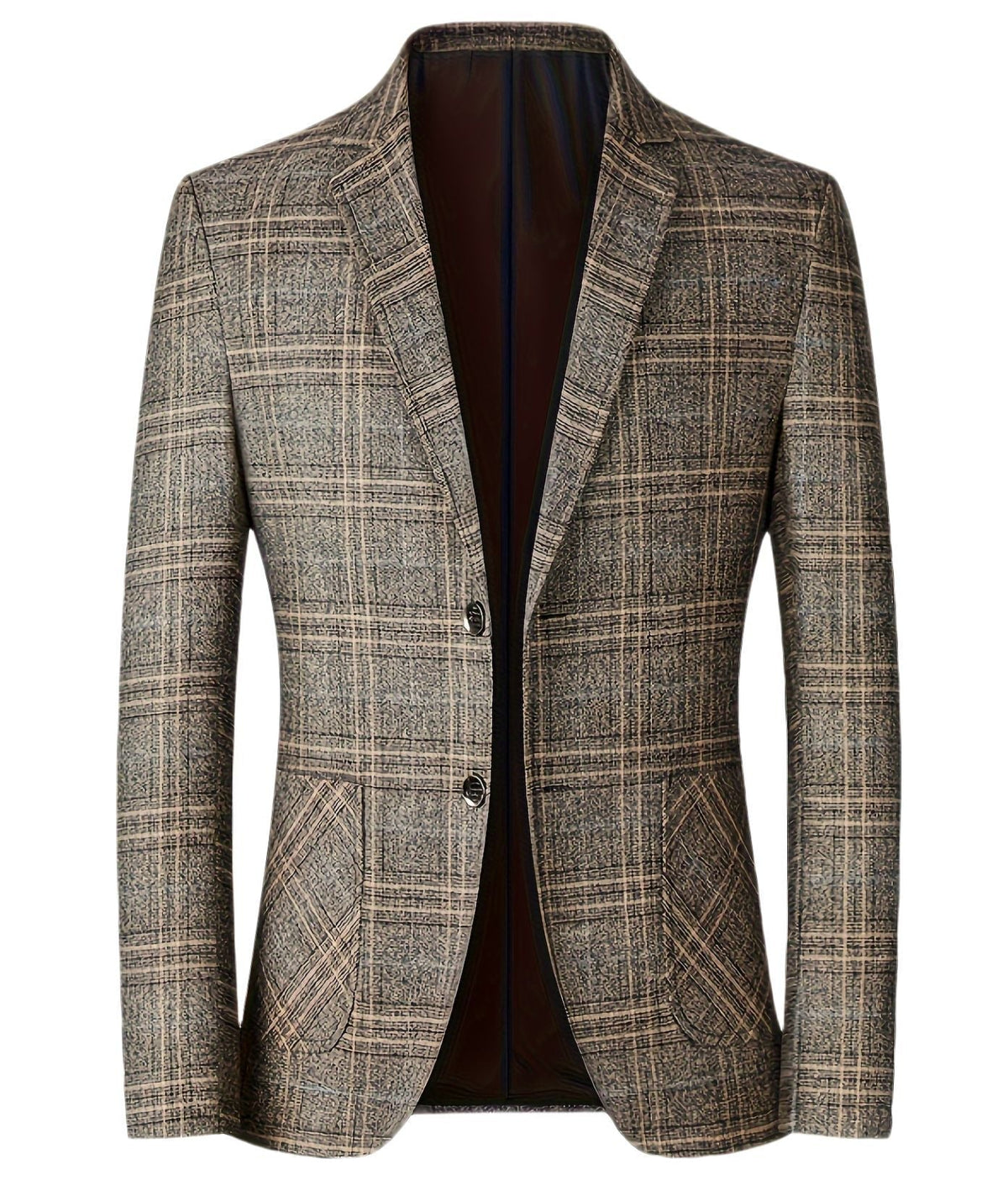 Men's Woolen Plaid Casual Blazer