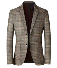 Men's Woolen Plaid Casual Blazer