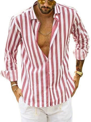 2023 Men's Striped Loose Shirt