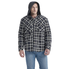 Men's Velvet Windproof Warm Hooded Cotton Plaid Shirt